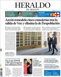 Portada de Heraldo de Aragón (España)