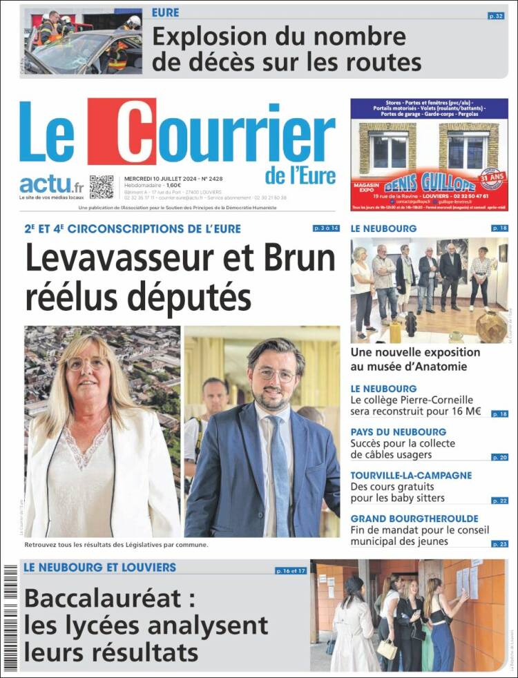 Portada de Le Courrier de l'Ouest (Francia)
