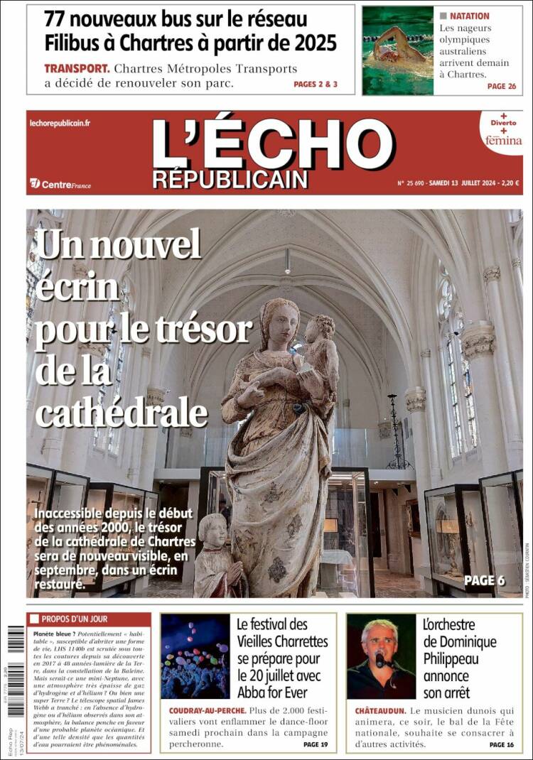 Portada de L'Echo Républicain (Francia)