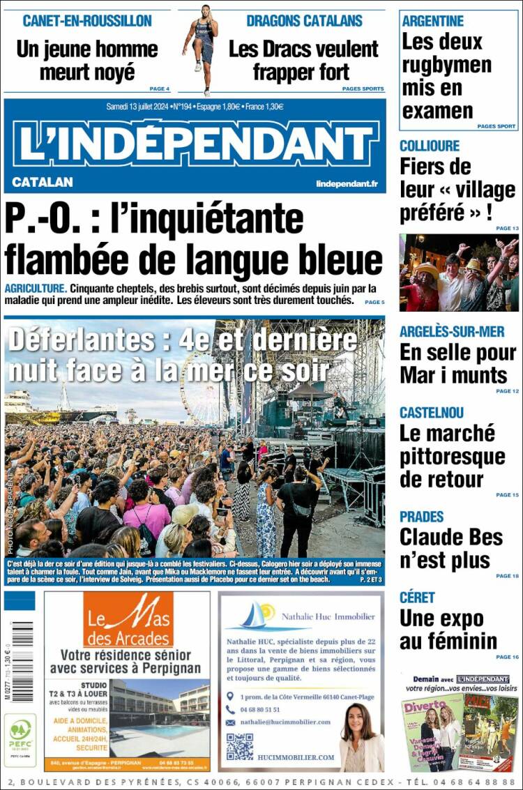 Portada de Le Indépendant (Francia)