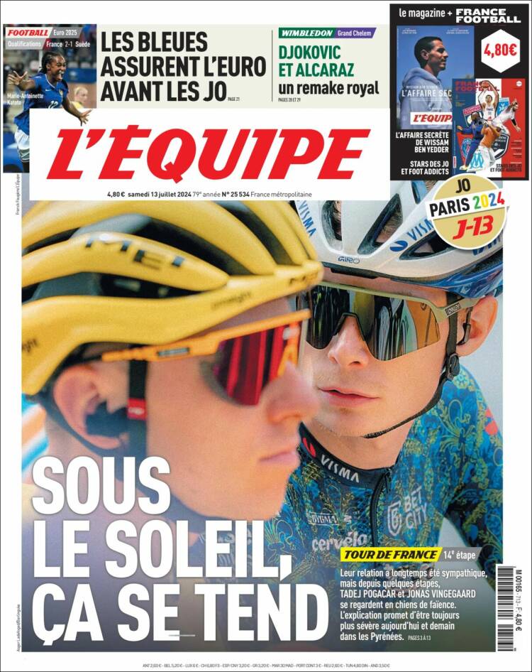 Portada de L'Equipe (Francia)