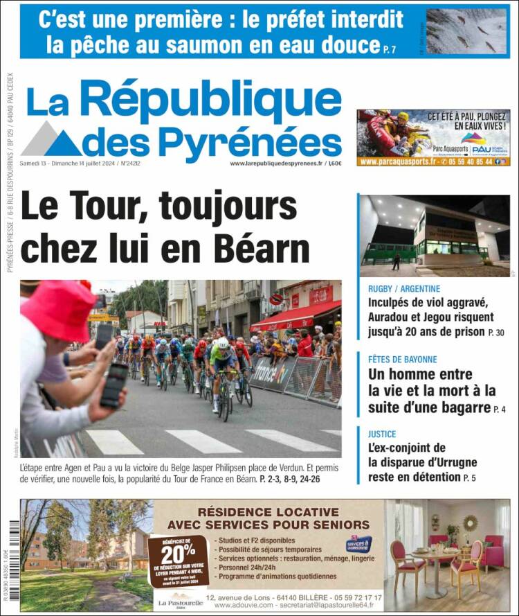 Portada de La République des Pyrénées (Francia)