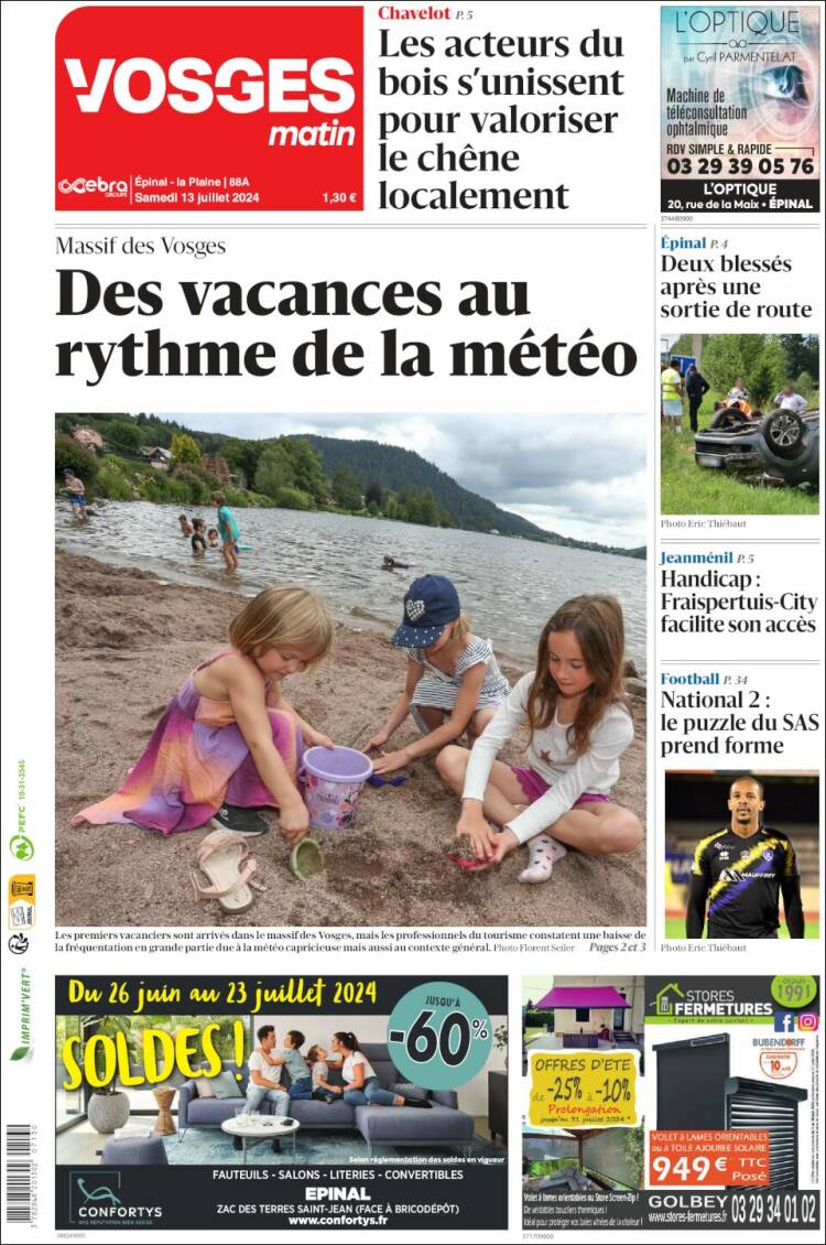 Portada de Vosges Matin (Francia)