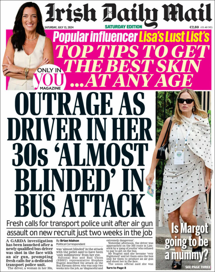 Portada de Irish Daily Mail (Irlanda)