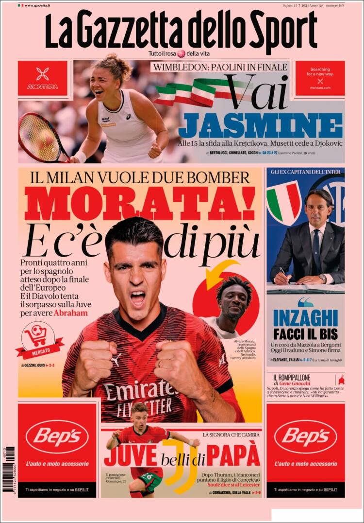 Portada de La Gazzetta dello Sport (Italia)