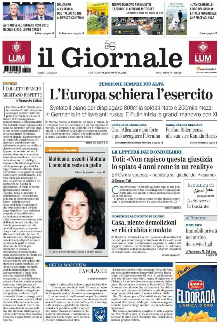 Portada de il Giornale (Italia)