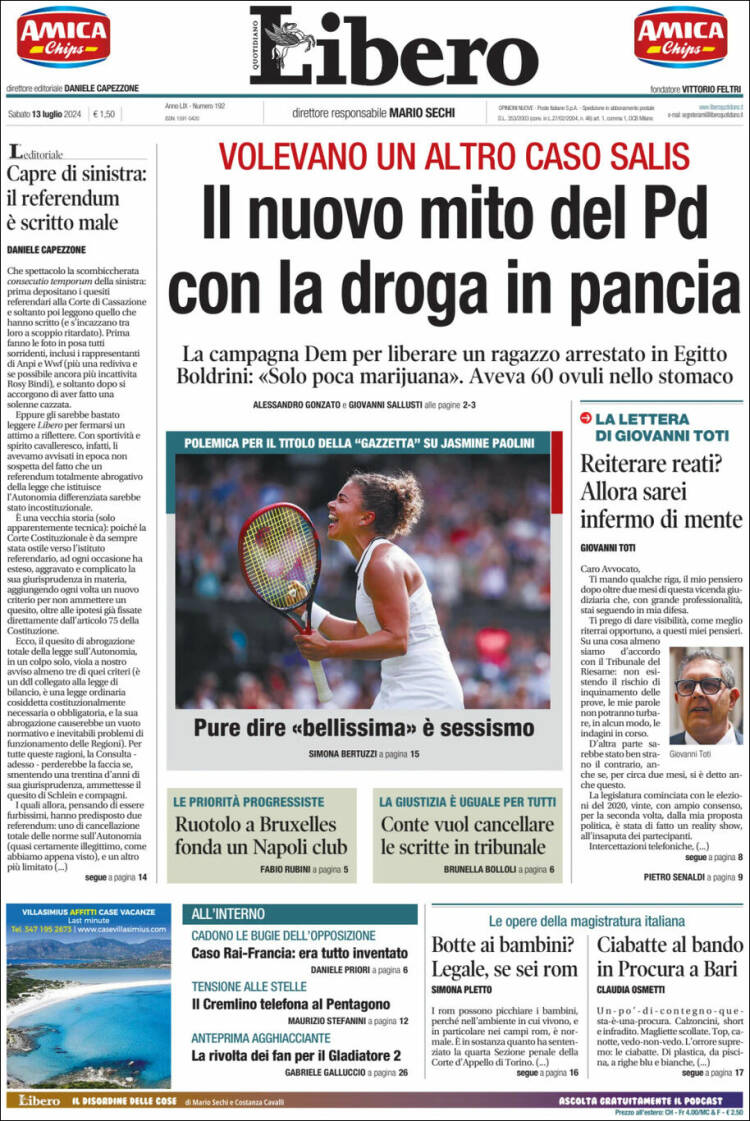 Portada de Libero (Italia)
