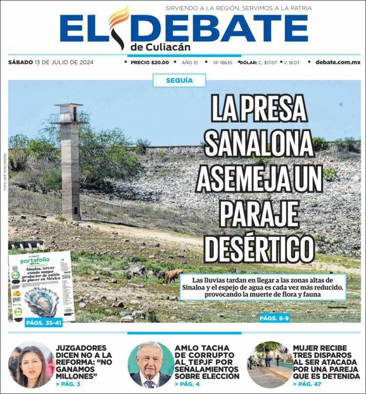Portada de El Debate de Culiacán (M&eacute;xico)