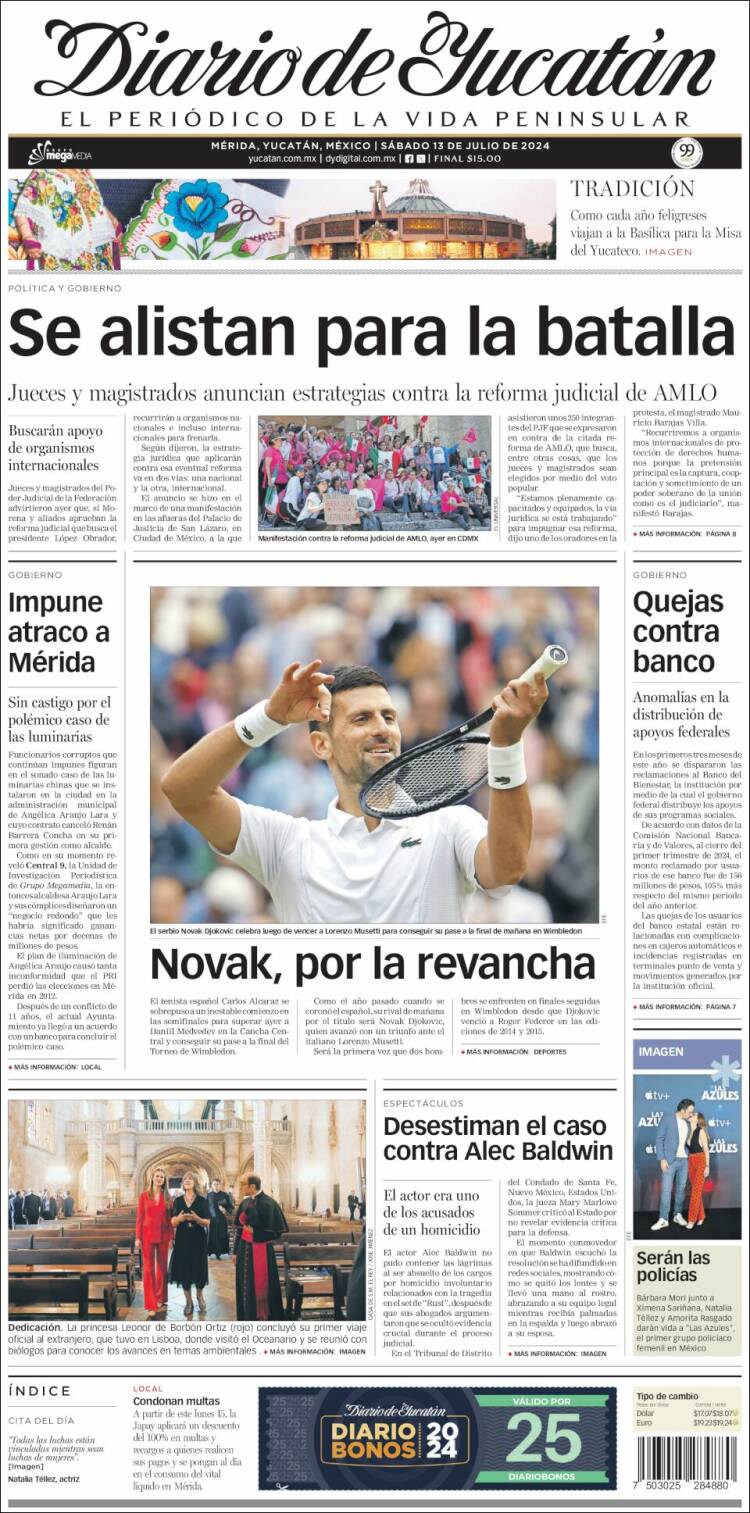 Portada de Diario de Yucatán (M&eacute;xico)