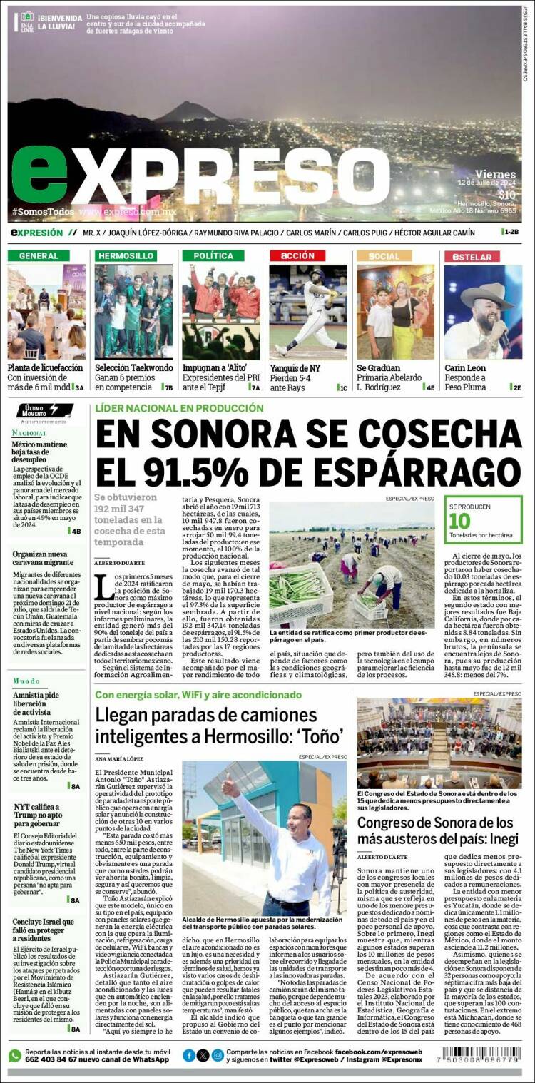 Portada de Expreso (M&eacute;xico)