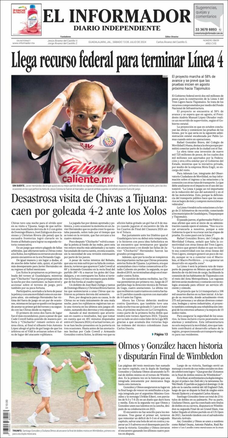 Portada de El Informador (M&eacute;xico)