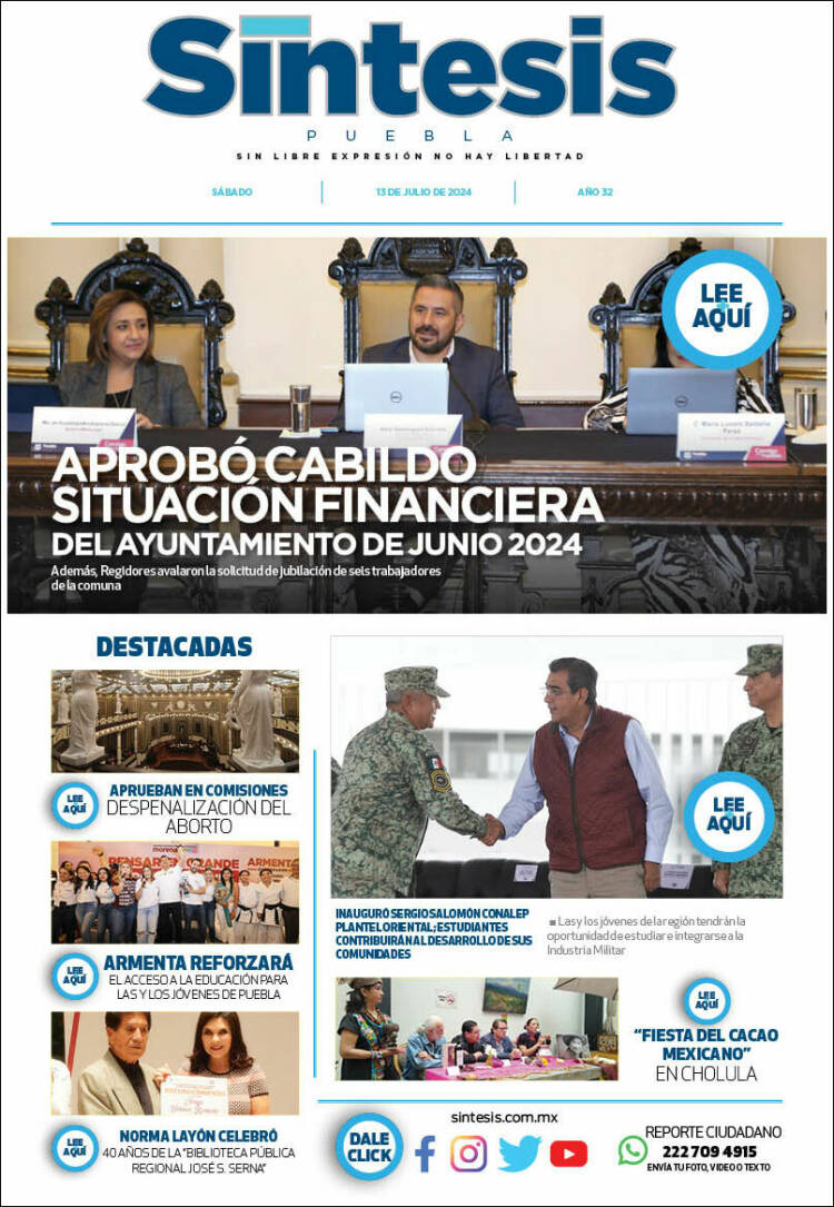 Portada de Síntesis - Puebla (M&eacute;xico)