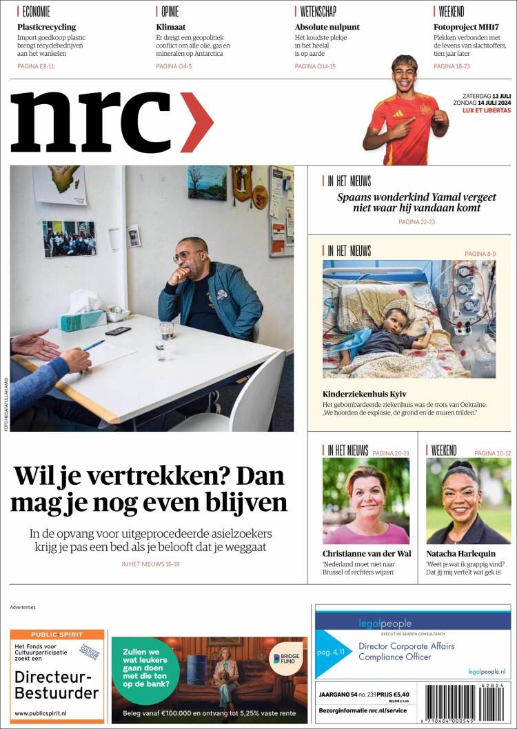 Portada de NRC Handelsblad (Pa&iacute;ses Bajos)