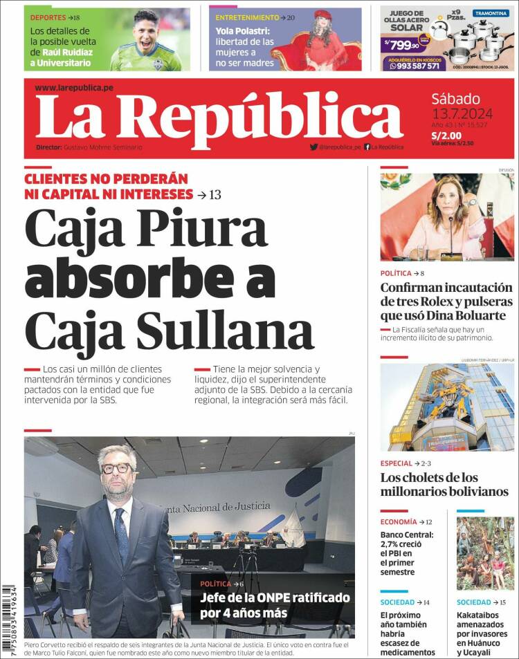 Portada de La Republica (Per&uacute;)