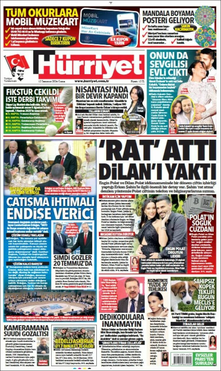 Portada de Hürriyet (Turqu&iacute;a)