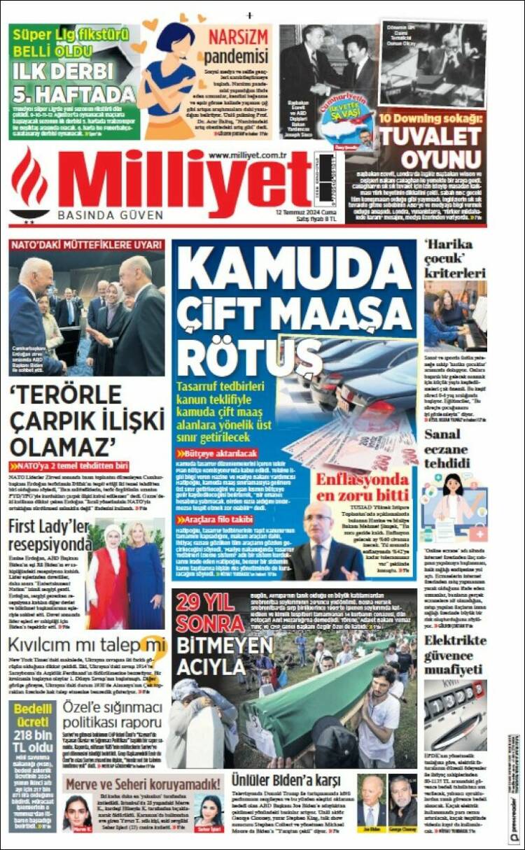 Portada de Milliyet (Turqu&iacute;a)