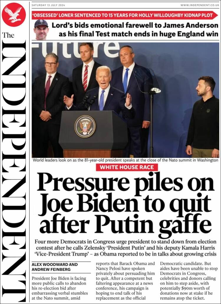 Portada de The Independent (Reino Unido)