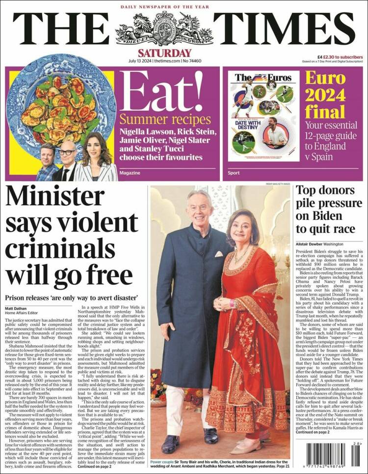 Portada de The Times (Reino Unido)