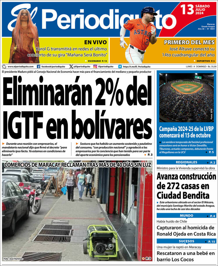 Portada de Periodiquito de Aragua (Venezuela)