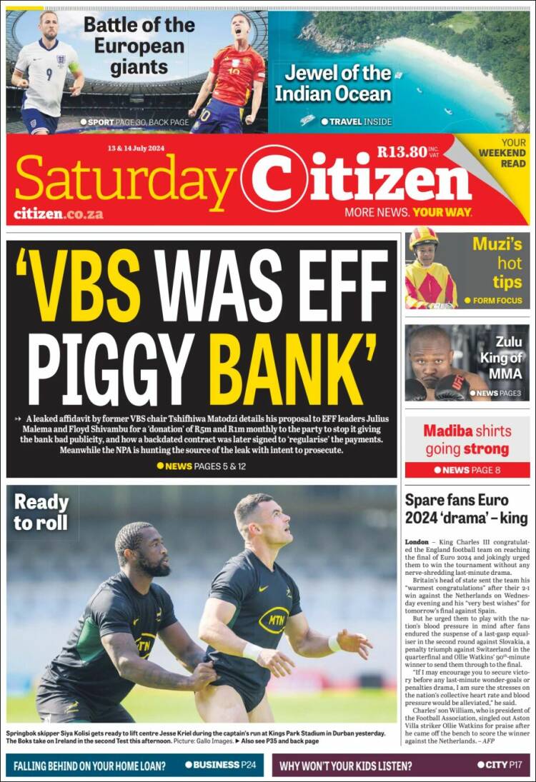 Portada de The Citizen (Sud&aacute;frica)