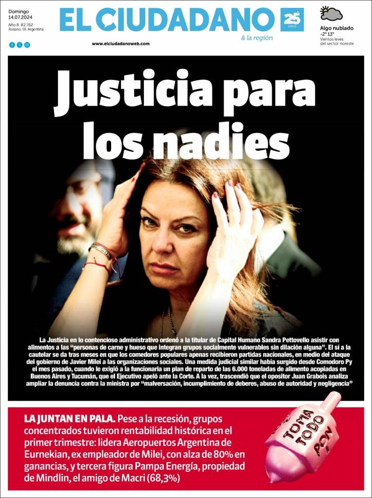 Portada de Diario El Ciudadano (Argentina)