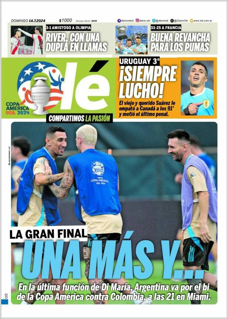 Portada de Olé (Argentina)