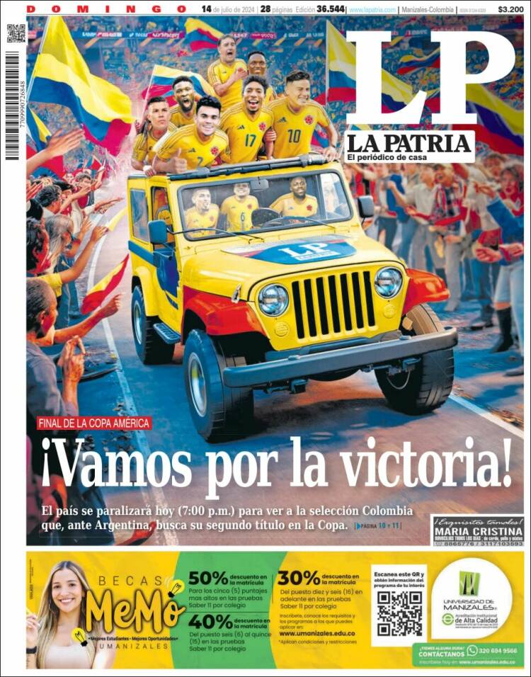 Portada de La Patria (Colombia)