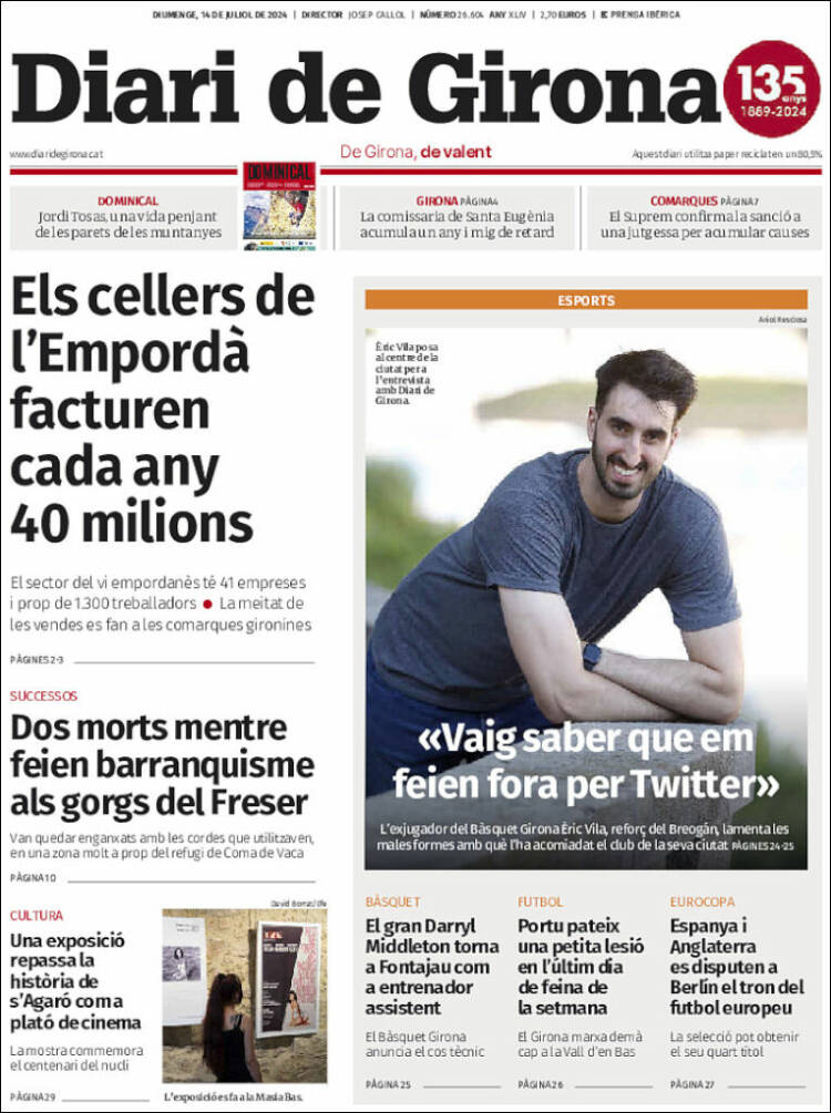 Portada de Diari de Girona (España)