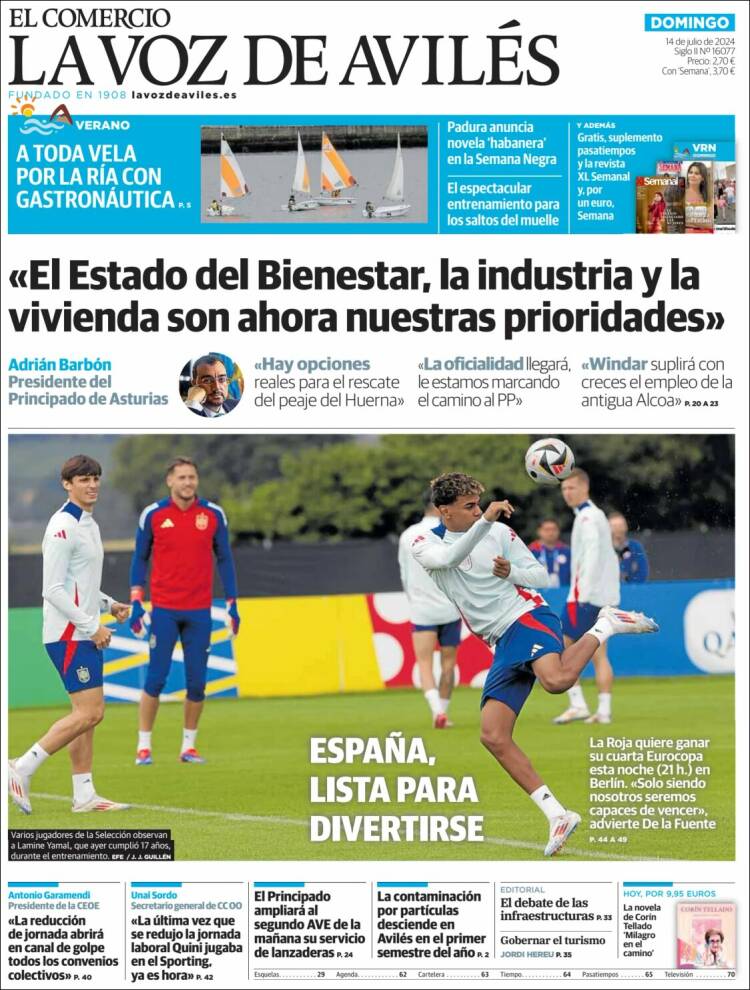 Portada de El Comercio - Avilés (España)
