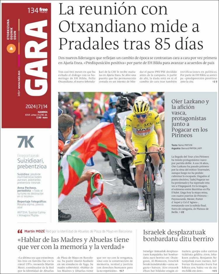Portada de Gara (España)