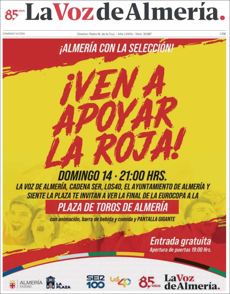 Portada de La Voz de Almería (España)