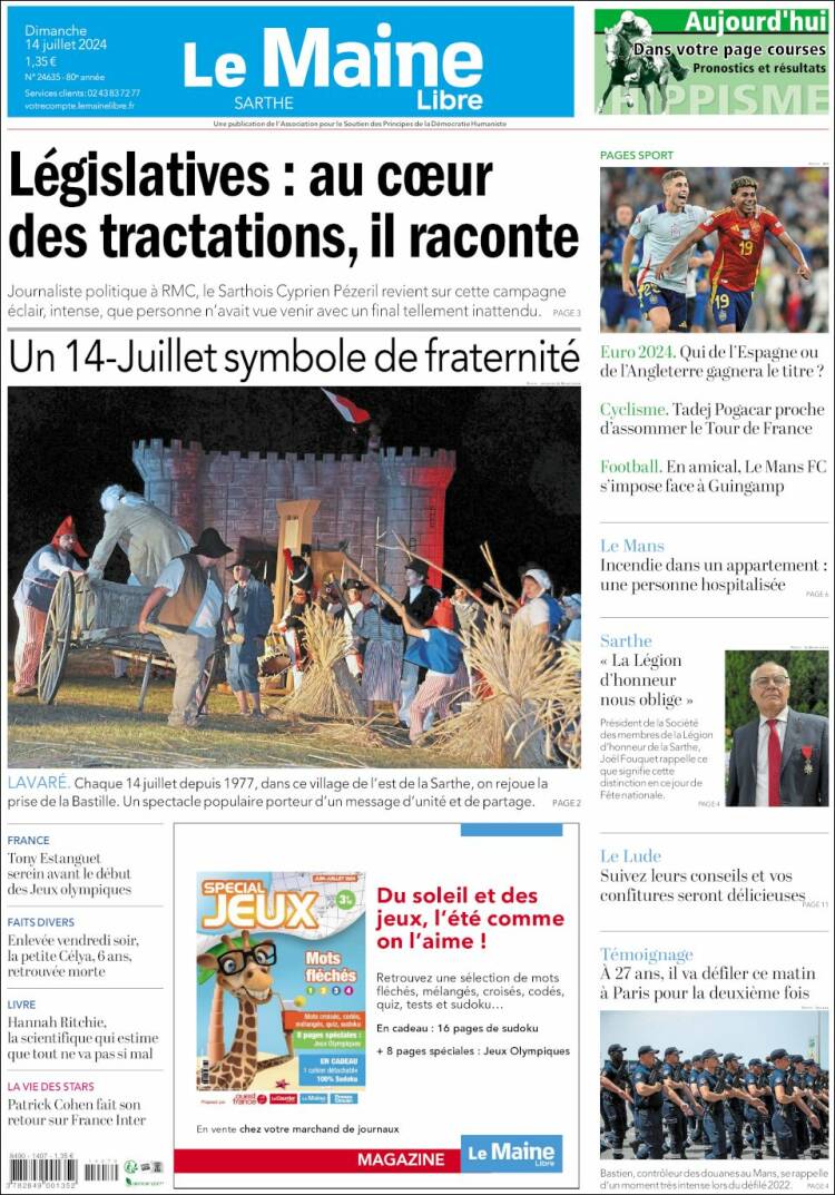 Portada de Le Maine Libre (Francia)