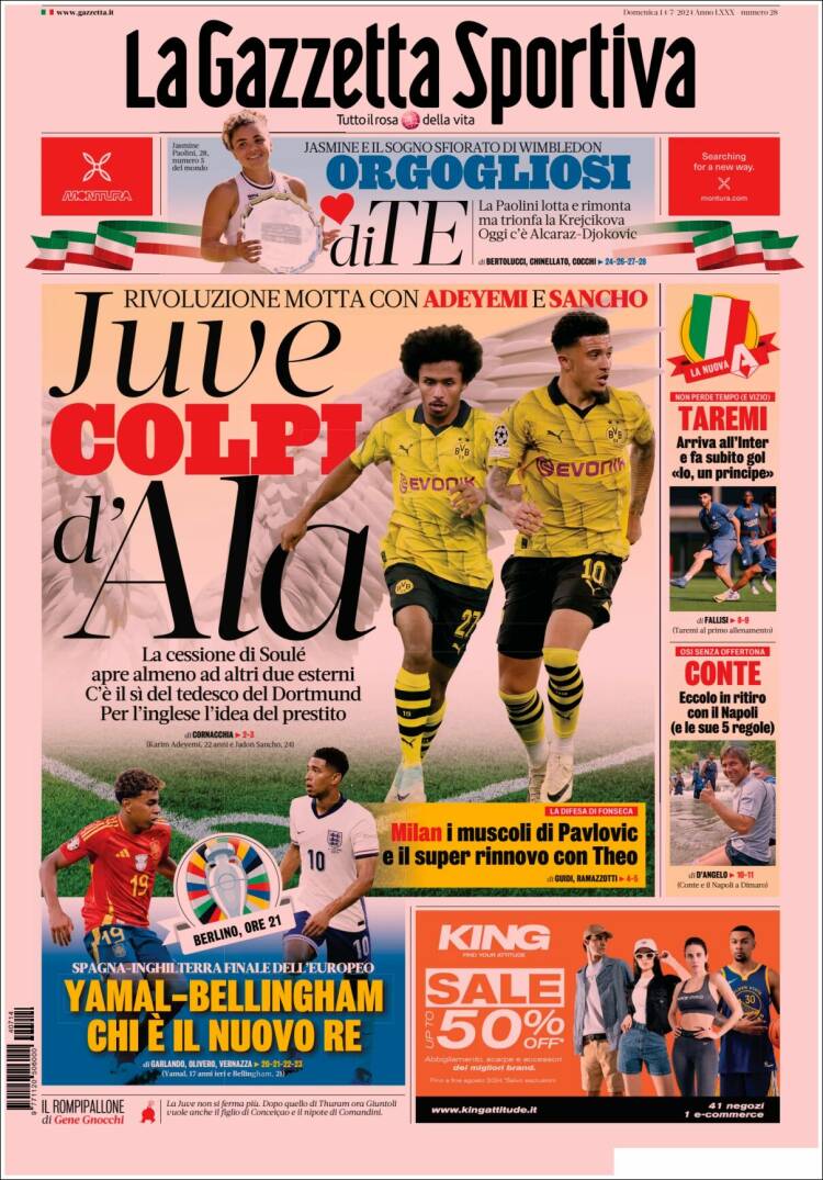 Portada de La Gazzetta dello Sport (Italia)