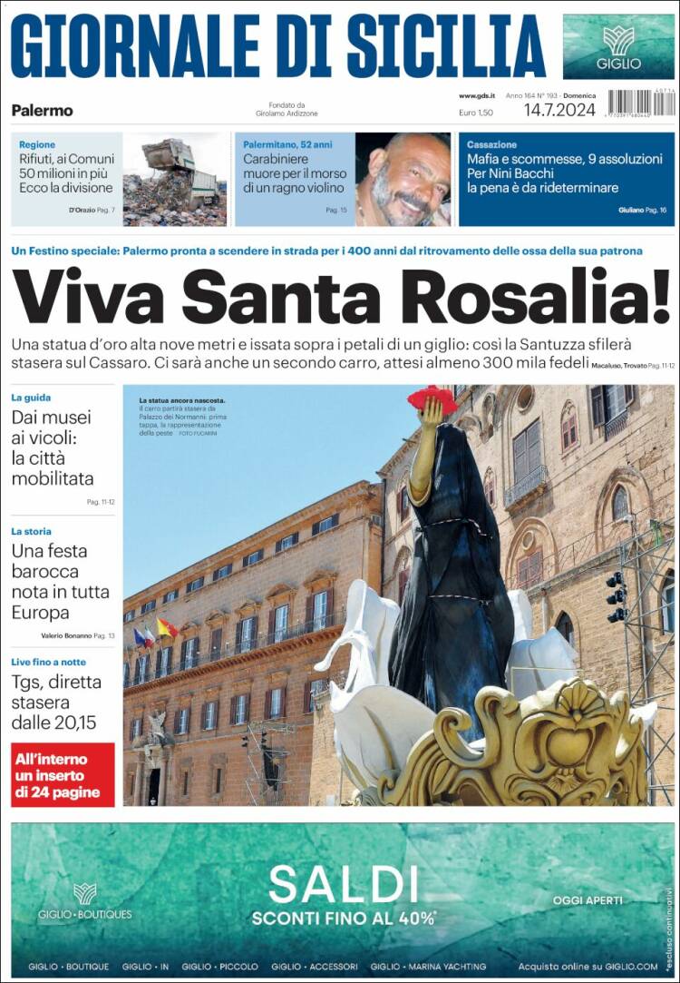 Portada de Giornale di Sicilia (Italia)