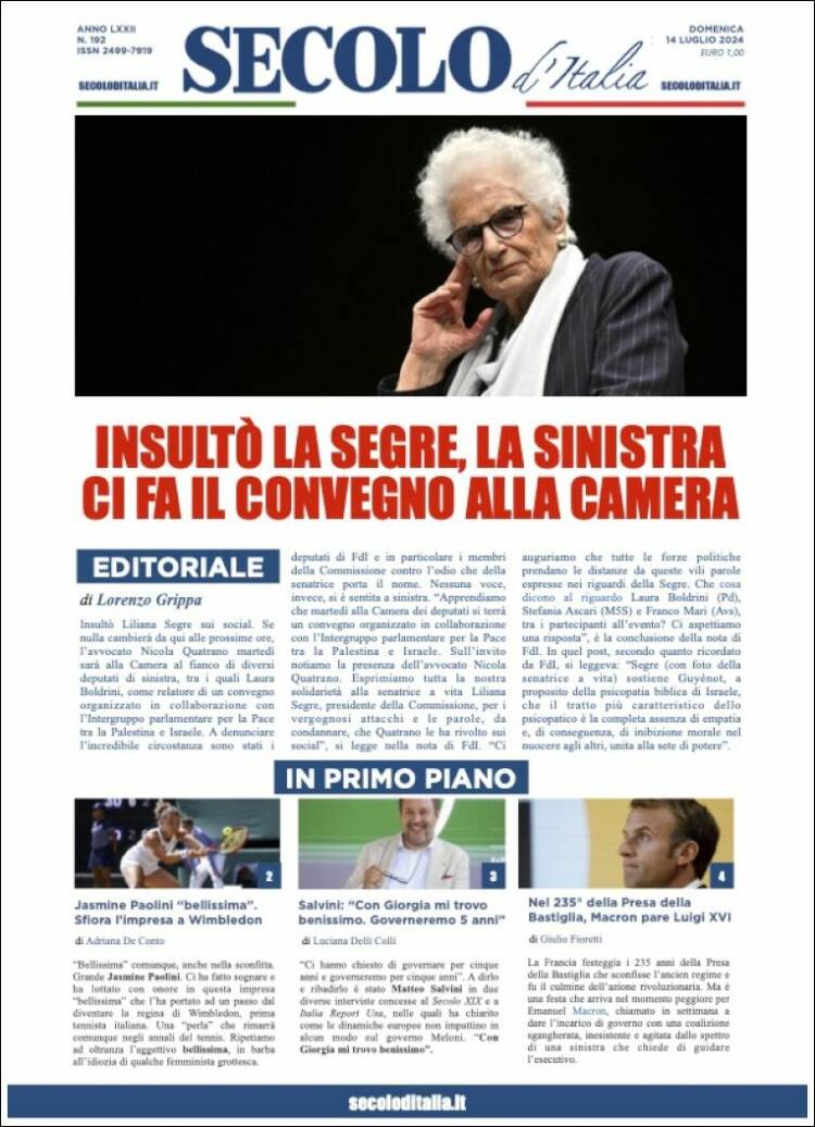 Portada de Secolo d'Italia (Italia)