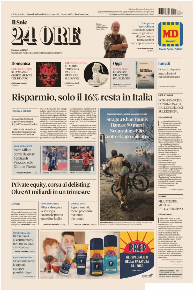 Portada de Il Sole 24 ORE (Italia)