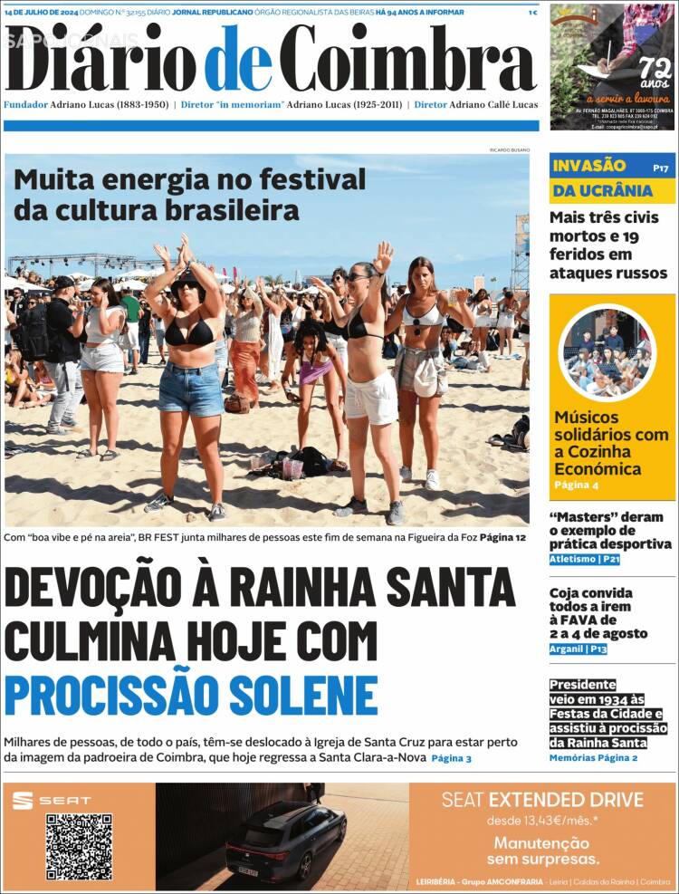 Portada de Diário de Coimbra (Portugal)