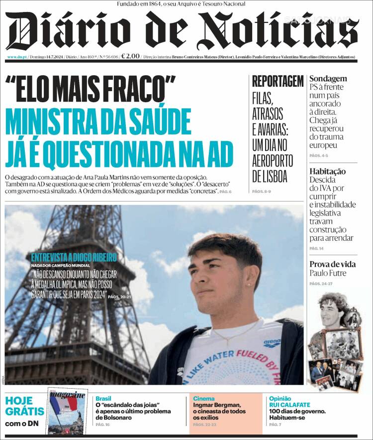Portada de Diário de Noticias (Portugal)