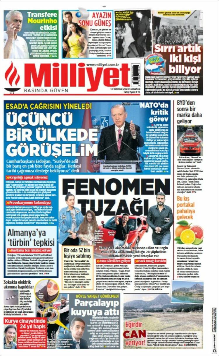Portada de Milliyet (Turqu&iacute;a)