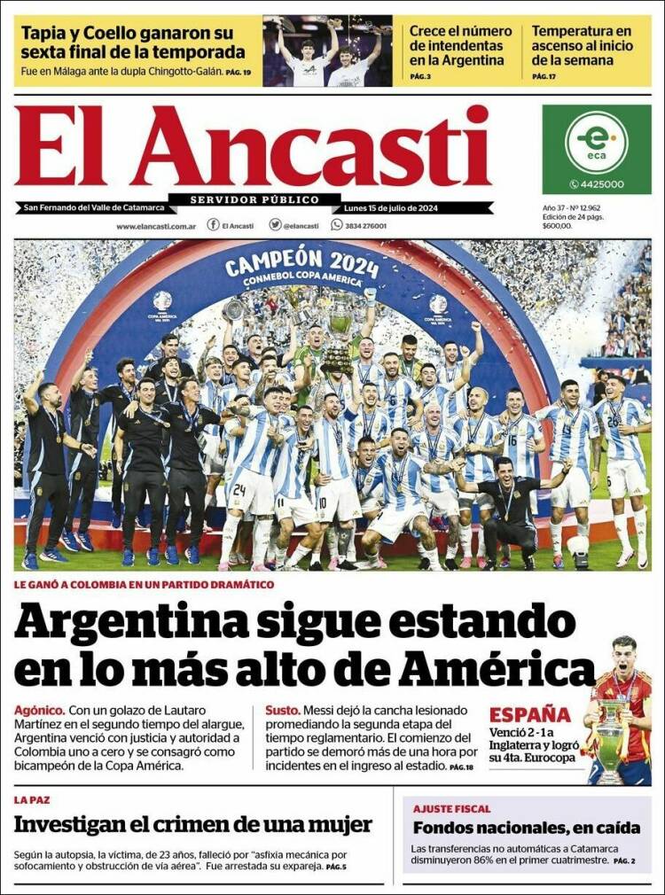 Portada de El Ancasti (Argentina)