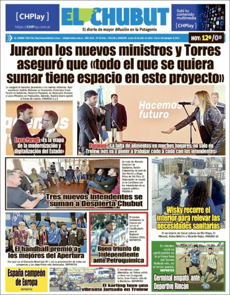 Portada de El Chubut (Argentina)