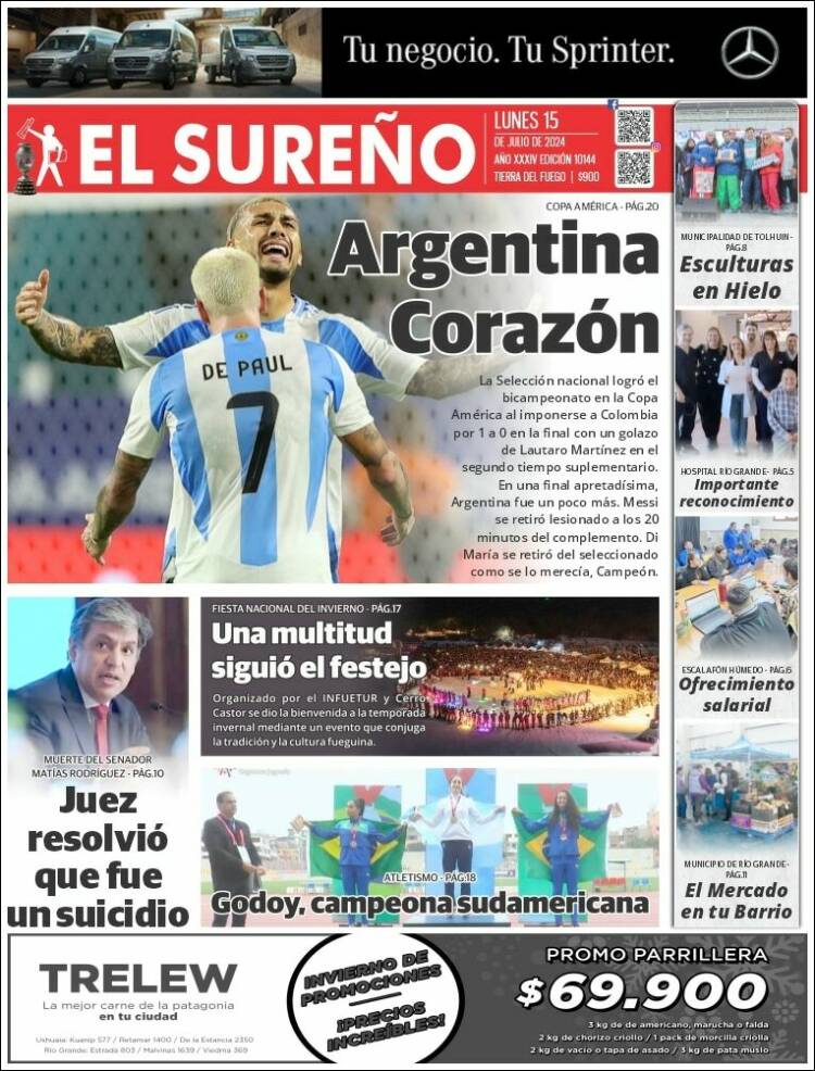 Portada de Diario El Sureño (Argentina)