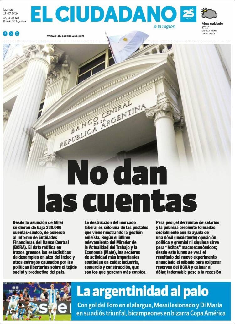 Portada de Diario El Ciudadano (Argentina)