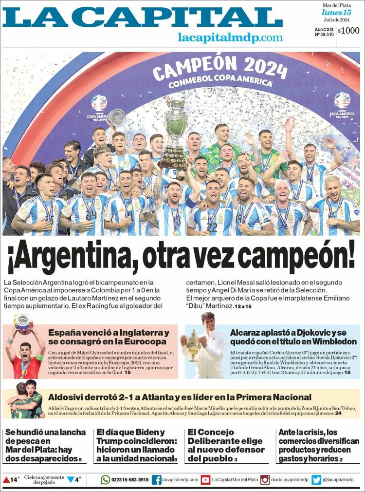 Portada de Diario La Capital - Mar del Plata (Argentina)
