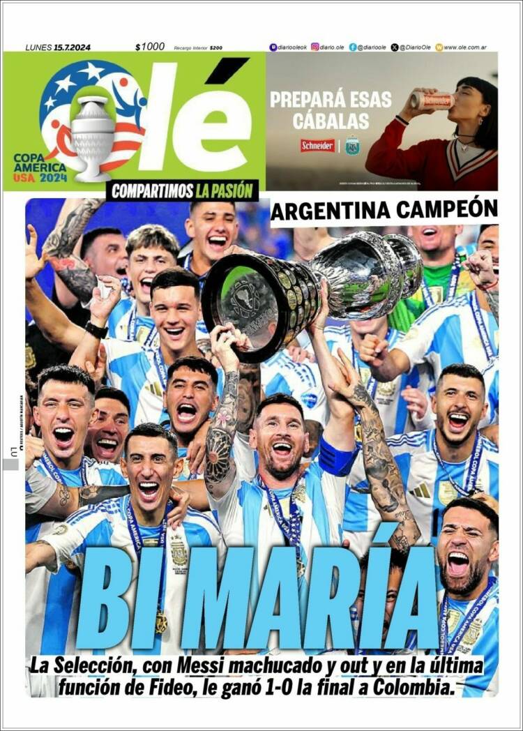 Portada de Olé (Argentina)