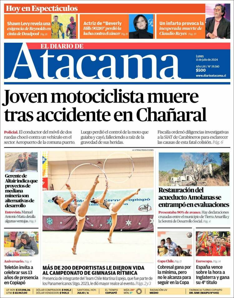 Portada de Diario de Atacama (Chile)