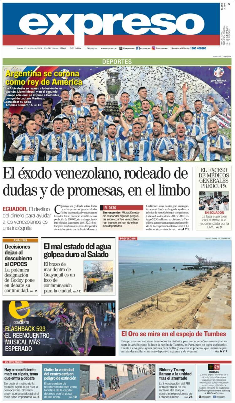 Portada de Expreso (Ecuador)