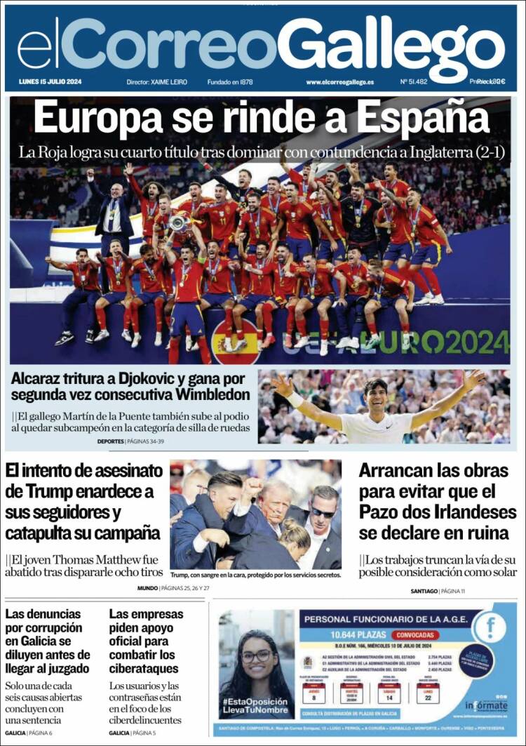 Portada de El Correo Gallego (España)