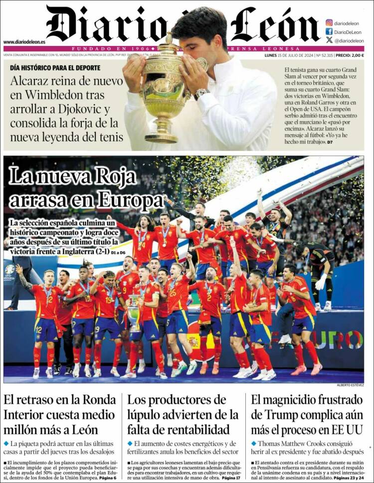 Portada de Diario de León (España)