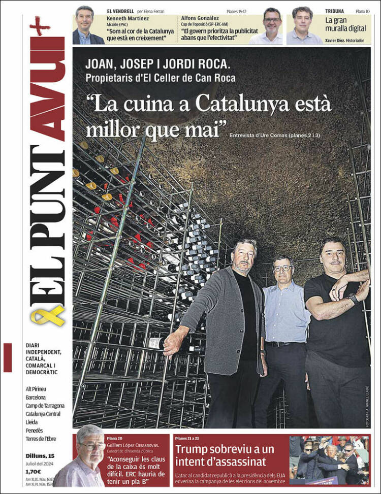 Portada de El Punt Avui (España)